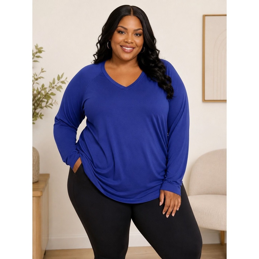 Pioneer Camp Royal Blue V-Neck Long Sleeve Performance Top XXL